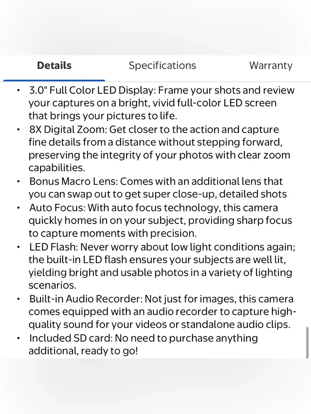 4K Digital Camera, 8x Digital Zoom, 3